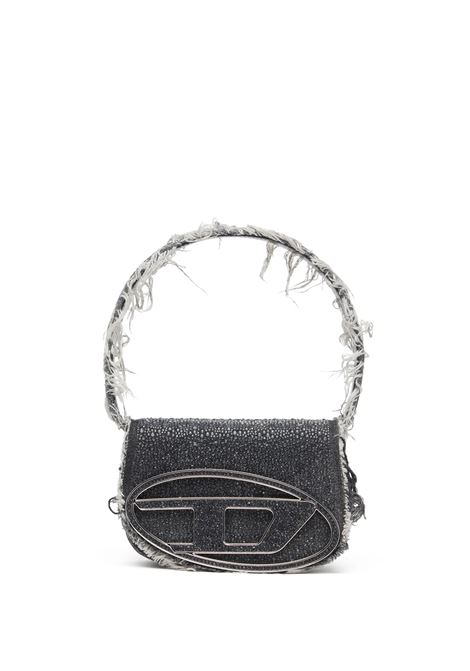 DIESEL Borsa 1DR Nera In Denim e Cristalli - DIESEL