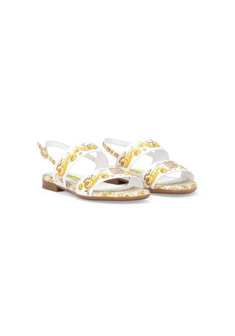 Sandals With Yellow Majolica Print DOLCE & GABBANA KIDS | D10819-A1114HG30B