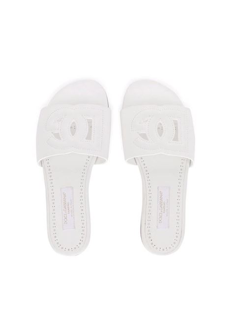 Slide In Pelle Bianca Con Logo DG DOLCE & GABBANA KIDS | D11032-A173580001