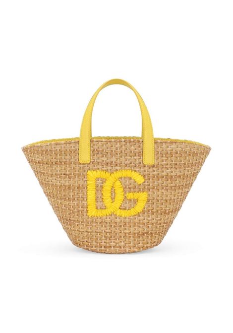 Straw Bag With Yellow DG Logo DOLCE & GABBANA KIDS | EB0249-AB018HG3OB