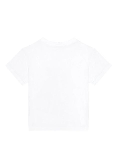 White T-Shirt With DG Logo In Green Maiolica Print DOLCE & GABBANA KIDS | L1JTEY-II7EAH65DQ