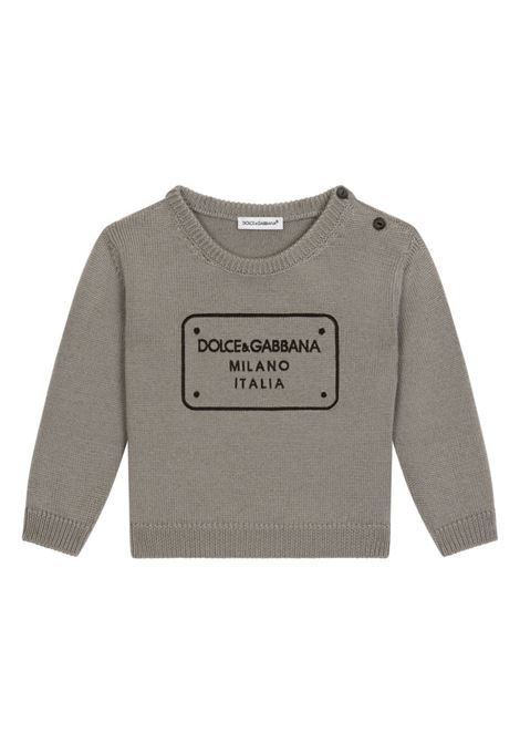 Grey Wool Sweater With Logo Embroidery DOLCE & GABBANA KIDS | L1KWC5-JCVU9N0496