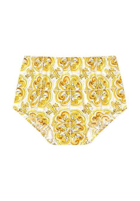 Yellow Maiolica Print Poplin Dress DOLCE & GABBANA KIDS | L23DW9-FI5JYHG3TN
