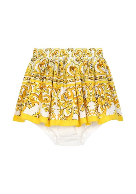 Full Skirt With Yellow Maiolica Print DOLCE & GABBANA KIDS | L25I20-FI5JYHG3TN