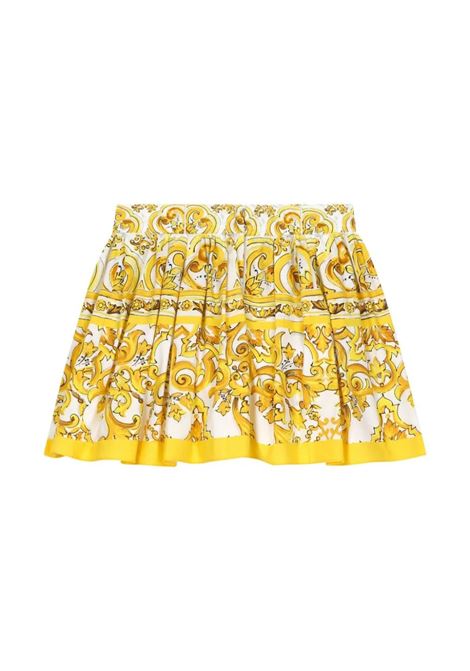 Full Skirt With Yellow Maiolica Print DOLCE & GABBANA KIDS | L25I20-FI5JYHG3TN