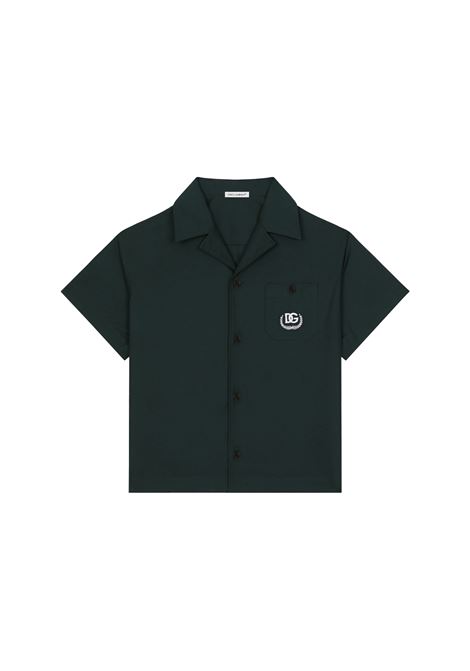 Camicia In Popeline Verde Con Logo DG DOLCE & GABBANA KIDS | L43S74-G7N10V0472
