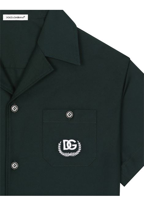 Green Poplin Shirt With DG Logo DOLCE & GABBANA KIDS | L43S74-G7N10V0472