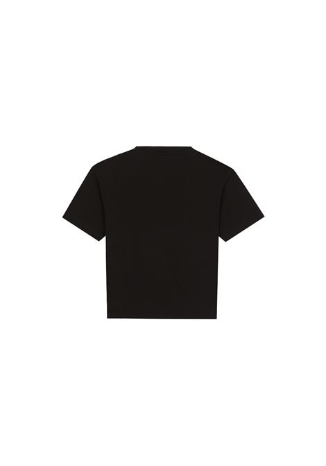 Black T-Shirt With Flock Print DOLCE & GABBANA KIDS | L4JTHV-G7NVWN0000