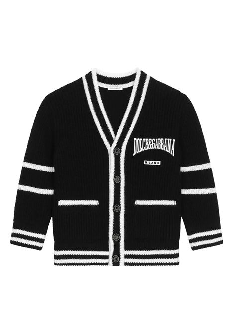 Cardigan Nero e Bianco Con Logo Dolce&Gabbana DOLCE & GABBANA KIDS | L4KWA3-JCVZXN0000