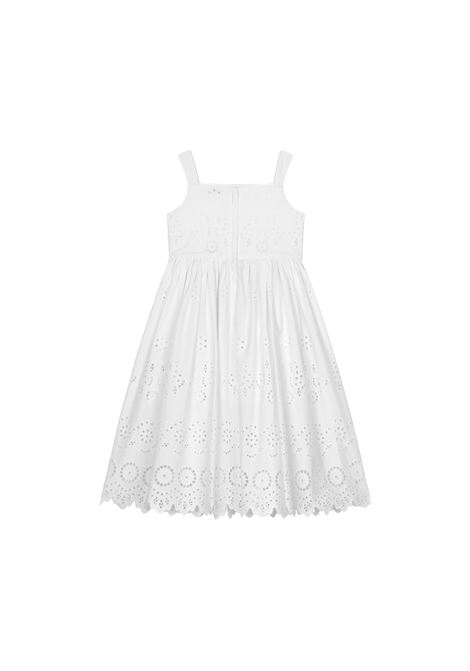White Sangallo Lace and Poplin Sleeveless Dress DOLCE & GABBANA KIDS | L53DY5-FG5BKW0800