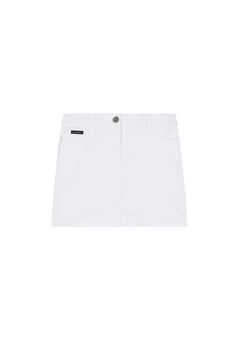 White Denim Skirt With Straps
