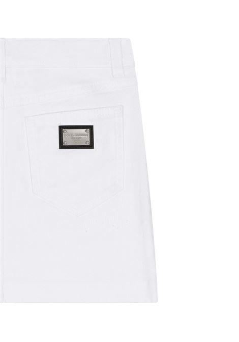 White Denim Skirt With Straps DOLCE & GABBANA KIDS | L54I77-LDB53S9000