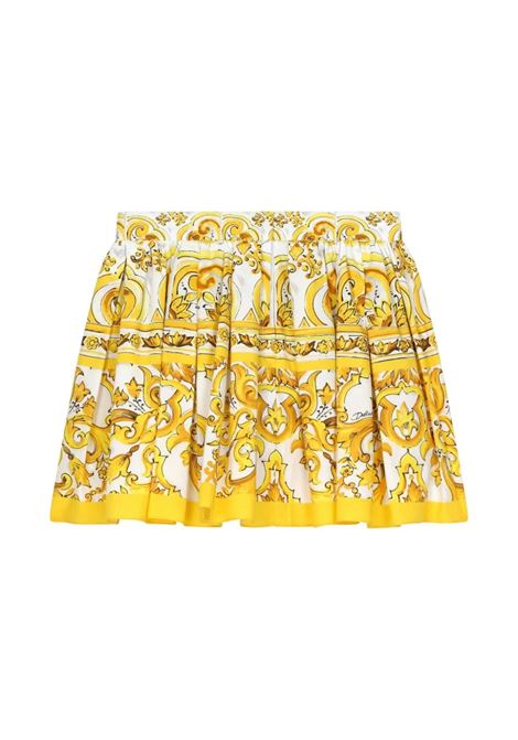 Full Skirt With Yellow Maiolica Print DOLCE & GABBANA KIDS | L55I20-FI5JYHG3TN