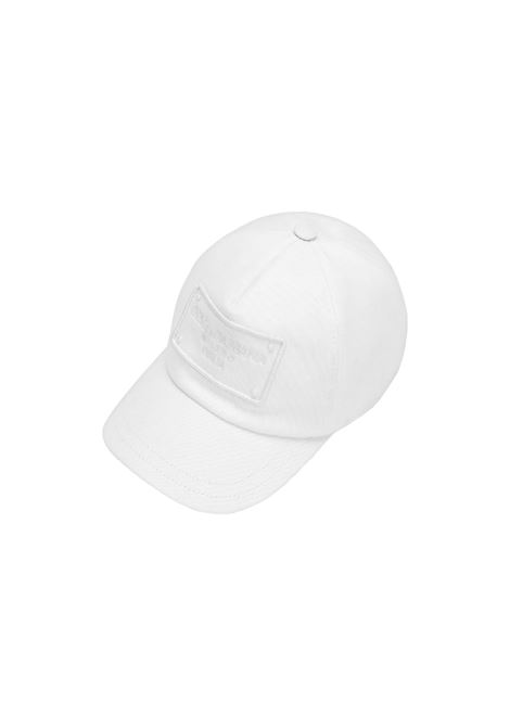 White Twill Baseball Hat With Logoed Plaque DOLCE & GABBANA KIDS | LB4H80-G7NWBW0800