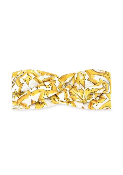 Yellow Majolica Print Headband DOLCE & GABBANA KIDS | LB5H09-G7EW9H23TN