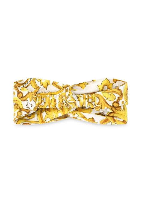 Yellow Majolica Print Headband DOLCE & GABBANA KIDS | LB5H09-G7EW9H23TN