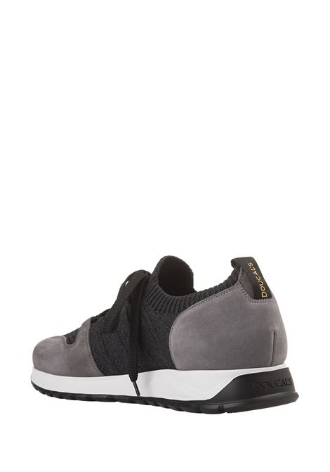 Grey and Black Leather and Fabric Sneakers DOUCALS | DU3221SYDNPX656NN03