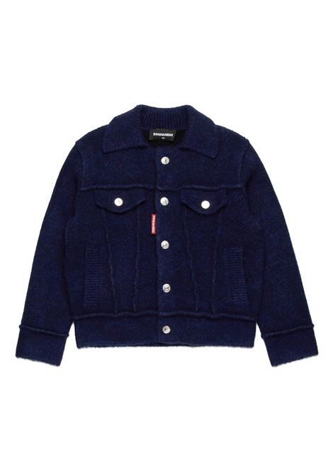 Giacca In Maglia Effetto Denim Indaco DSQUARED2 KIDS | DQ2454-D0AB1DQ851