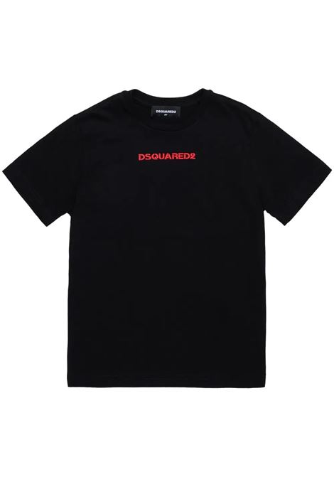 T-Shirt Nera Con Logo Rosso DSQUARED2 KIDS | DQ2478-D004GDQ900