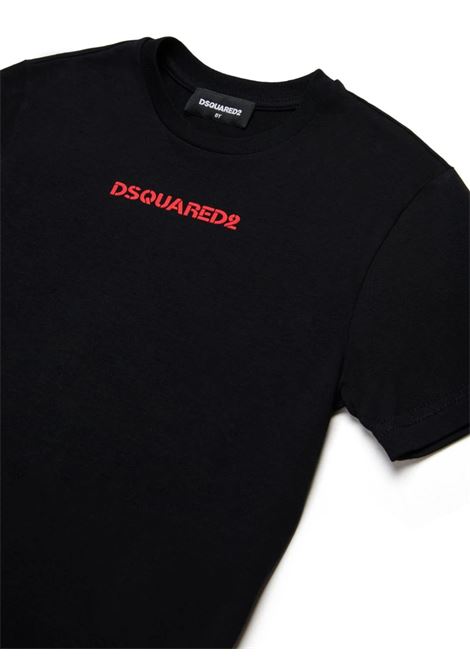 T-Shirt Nera Con Logo Rosso DSQUARED2 KIDS | DQ2478-D004GDQ900