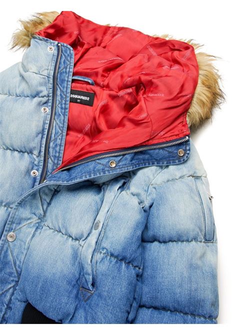 Shaded Blue Denim Puffer Jacket With Logo DSQUARED2 KIDS | DQ2587-D0AB4DQ01