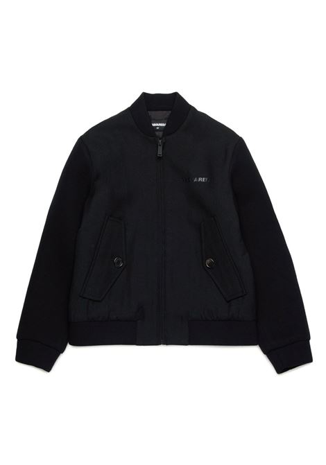 Black Wool Blend Bomber Jacket DSQUARED2 KIDS | DQ2589-D0AA0DQ900