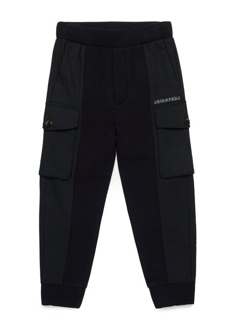 Black Wool Blend Cargo Trousers DSQUARED2 KIDS | DQ2594-D0AA0DQ900