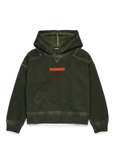 Green Hoodie With Contrast Logo DSQUARED2 KIDS | DQ2609-D0AATDQ564