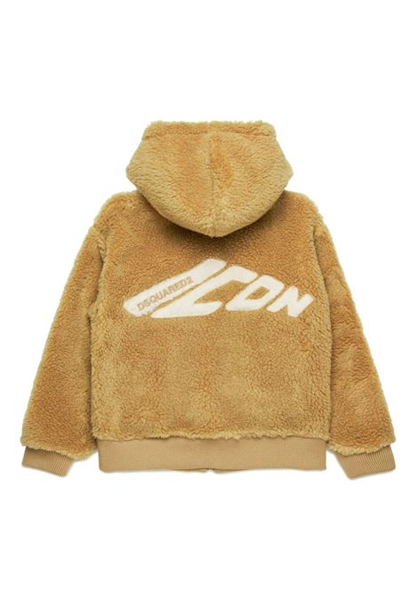 Giacca Con Cappuccio Icon In Teddy Beige DSQUARED2 KIDS | DQ2671-D0ABADQ728