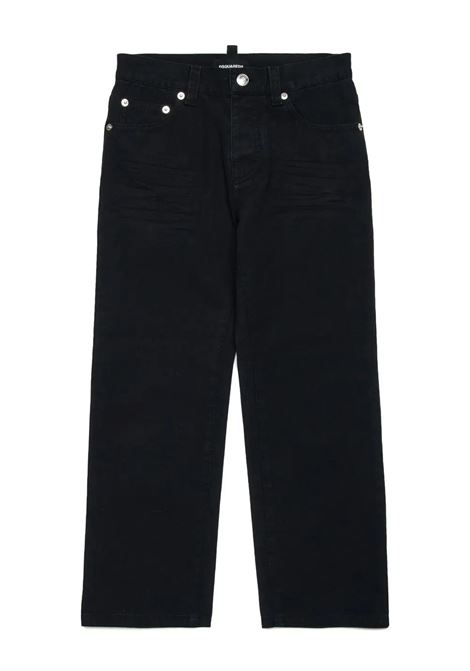 Black Straight Leg Jeans with Icon Dsquared2 Logo DSQUARED2 KIDS | DQ2672-D0ABFDQ900