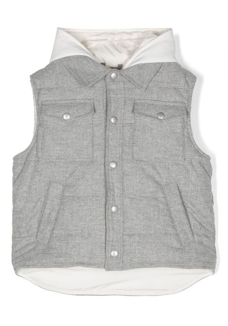 Gilet Imbottito Con Cappuccio Grigio e Avorio ELEVENTY KIDS | EV2P92-I0105904AV