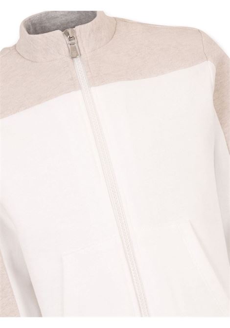 White and Beige Zip-Up Sweatshirt ELEVENTY KIDS | EV4P20-Z1656101BG