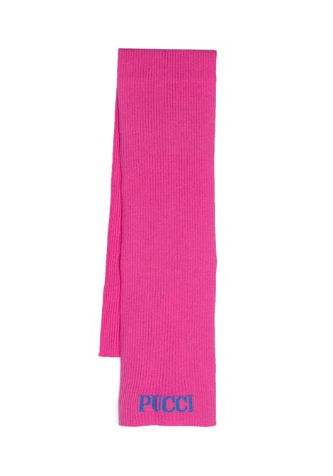 Fuchsia Ribbed Scarf With Light Blue Logo EMILIO PUCCI JUNIOR | PV0A93-Z2362543