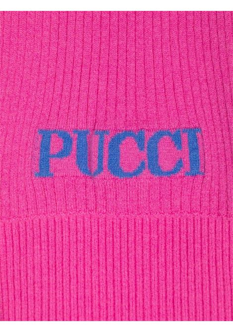 Fuchsia Ribbed Scarf With Light Blue Logo EMILIO PUCCI JUNIOR | PV0A93-Z2362543