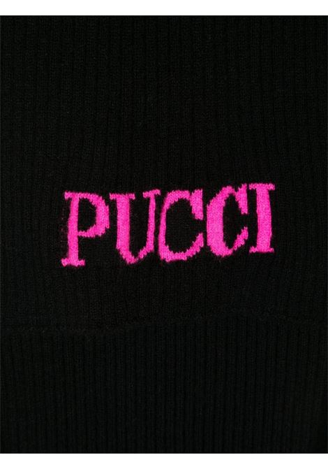 Black Ribbed Scarf With Fuchsia Logo EMILIO PUCCI JUNIOR | PV0A93-Z2362930