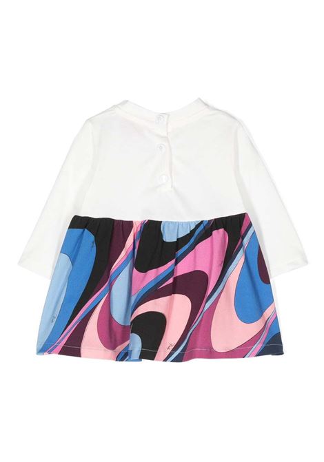 White Dress With Logo and Wave Print EMILIO PUCCI JUNIOR | PV1070-J0177101