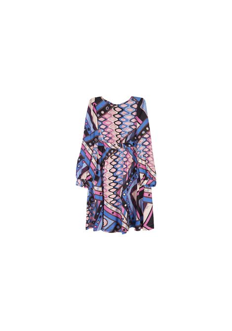 Waves Print Long Sleeved Dress EMILIO PUCCI JUNIOR | PV1A60-K0201999VI