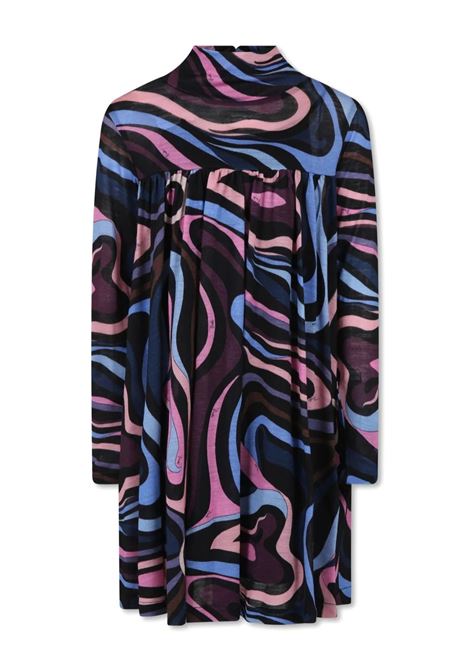 Wool Flared Dress With Wave Print EMILIO PUCCI JUNIOR | PV1B80-Q0058999VI