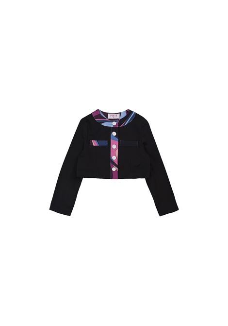 Giacca Leggera Nera Con Motivo Onde EMILIO PUCCI JUNIOR | PV2A64-G0132930