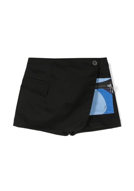 EMILIO PUCCI JUNIOR Shorts-Gonna Neri Con Tasca Stampata - EMILIO PUCCI JUNIOR