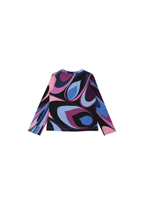 T-Shirt a Maniche Lunghe Con Stampa Onde EMILIO PUCCI JUNIOR | PV8A10-J0415999VI