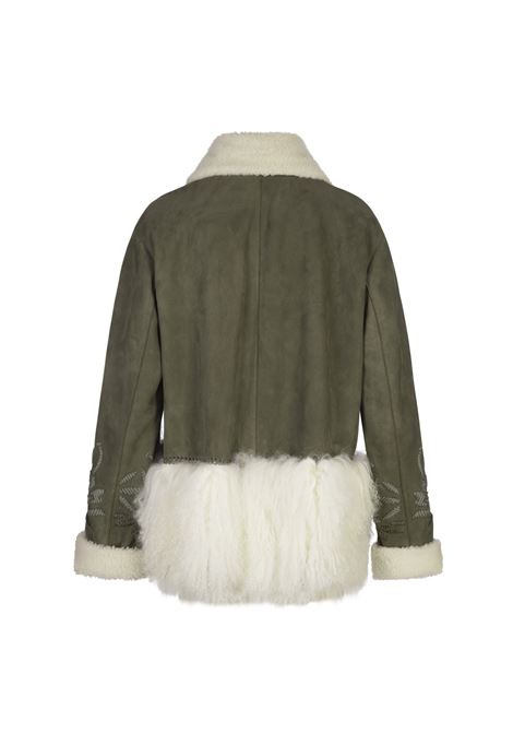 Green Single-Breasted Shearling With Embroidery and Fur ERMANNO SCERVINO | D450D711RSHMNFPX80515