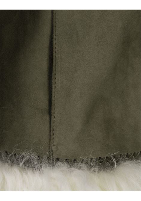 Green Single-Breasted Shearling With Embroidery and Fur ERMANNO SCERVINO | D450D711RSHMNFPX80515