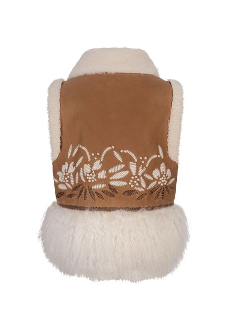 Shearling Short Gilet With Embroidery and Fur ERMANNO SCERVINO | D450N702RMNQDAB4551