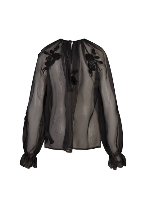 Black Organza Blouse With Macram? Lace ERMANNO SCERVINO | D452K719ORG95708