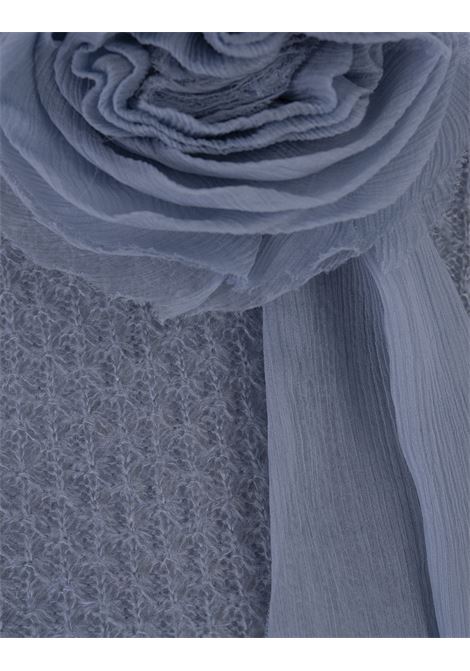 Light Blue Long-Sleeved Top With Silk Flower ERMANNO SCERVINO | D452L331SCKBHM4504