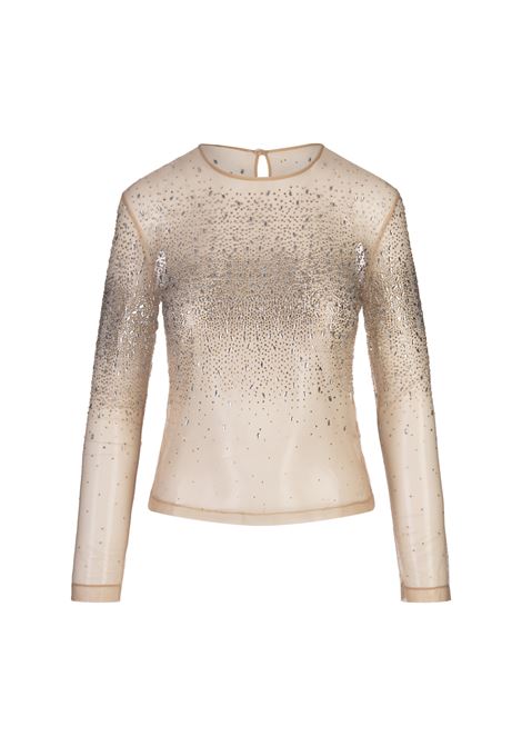 ERMANNO SCERVINO Top In Tulle Rosa Con Motivo Coccodrillo Di Strass - ERMANNO SCERVINO