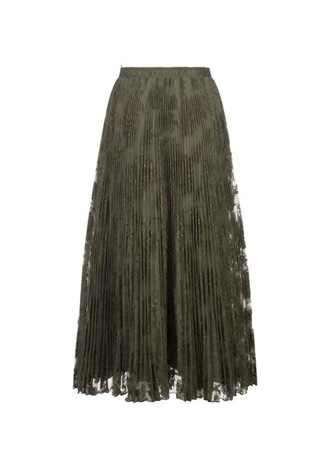 Green Pleated Lace Midi Skirt ERMANNO SCERVINO | D452O736UCI80420