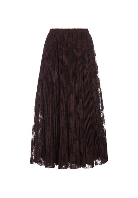 Brown Pleated Lace Midi Skirt ERMANNO SCERVINO | D452O736UCI91317