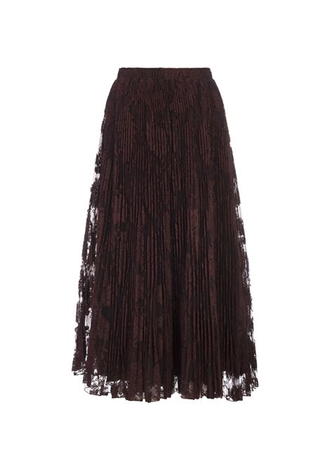 Brown Pleated Lace Midi Skirt ERMANNO SCERVINO | D452O736UCI91317